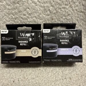 Lot of 2 WoodWick Radiance Refills Wood Wick FIRESIDE & LAVENDER SPA NIB